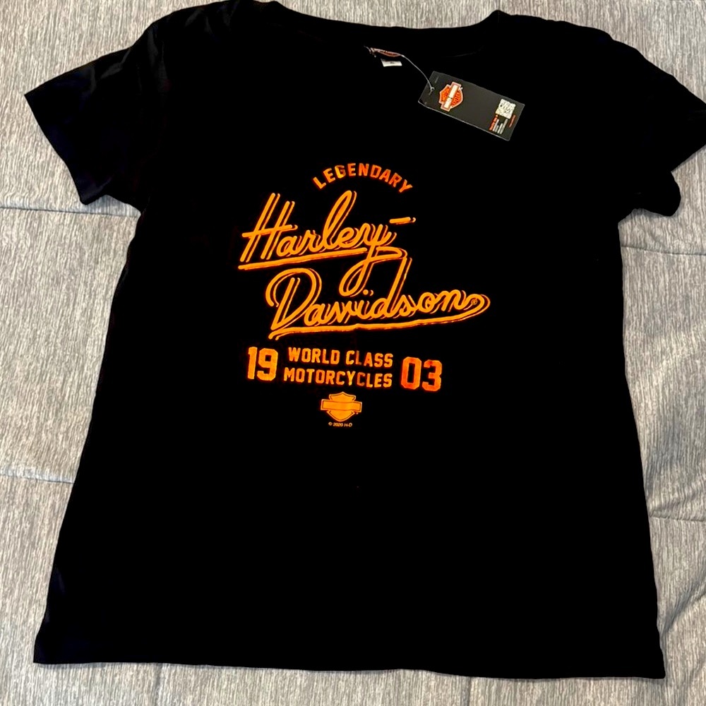 Harley-Davidson Black T-Shirt with Orange Logo